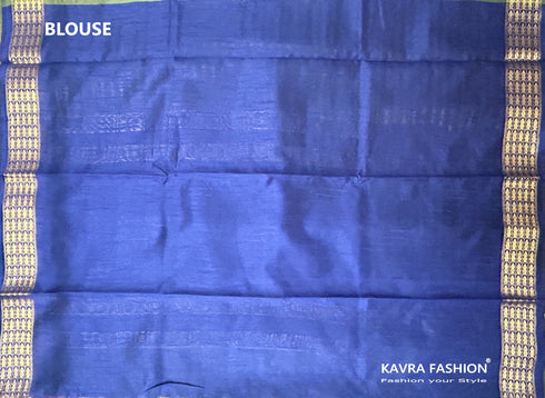 Semi Raw Silk Mehendi Green Handloom Saree with all over Khapa dots and khapa border